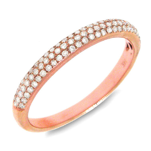 14 Karat white gold wedding band with three row micro pavet diamonds