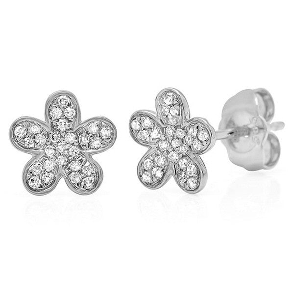14 Karat yellow gold flower earrings with diamonds