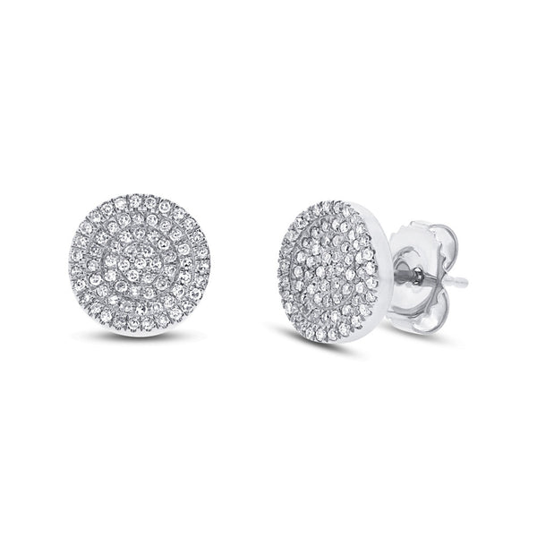 14 Karat gold button circle earrings with diamonds