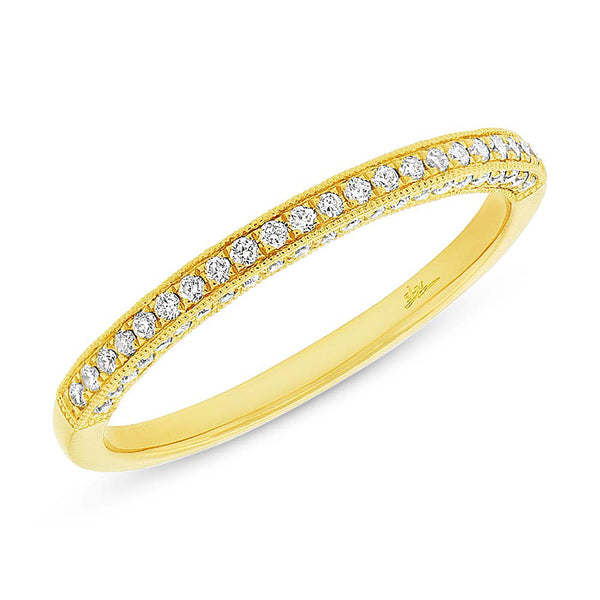 14 Karat white gold vintage straight wedding band with 3 sides diamonds