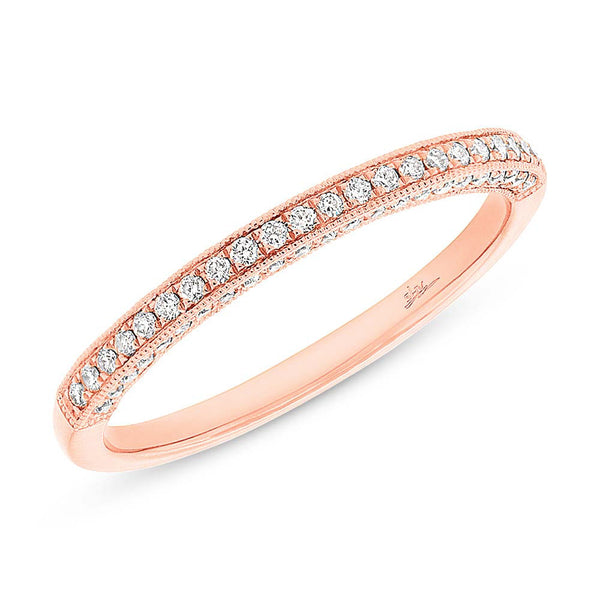 14 Karat white gold vintage straight wedding band with 3 sides diamonds