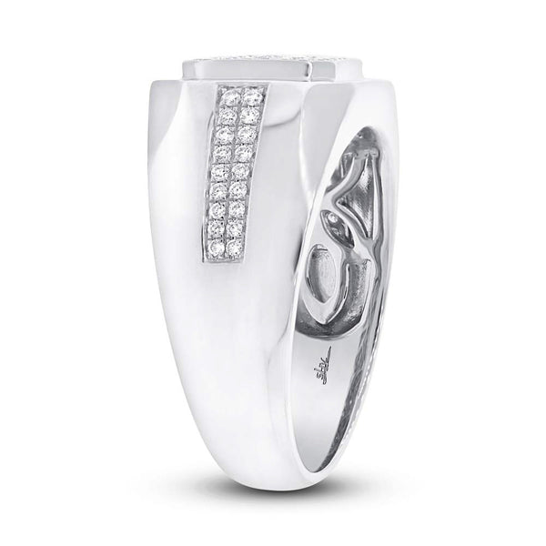 14 karat man's ring with white diamonds classic square face up