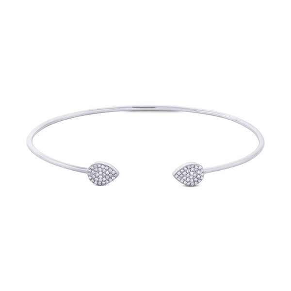 Bangle cuff bracelet with pavet diamonds and rose gold. Available in white & yellow gold