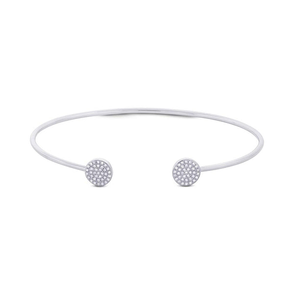 Bangle cuff bracelet with pavet diamonds and rose gold. Available in white & yellow gold