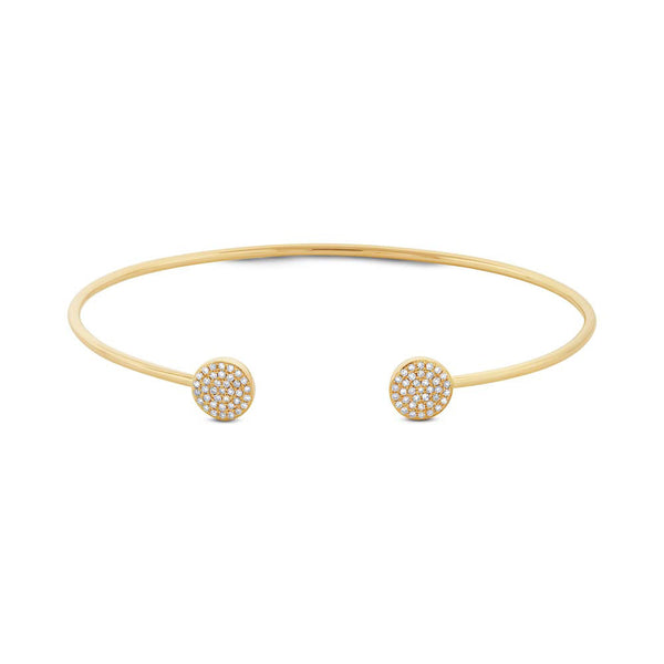 Bangle cuff bracelet with pavet diamonds and rose gold. Available in white & yellow gold