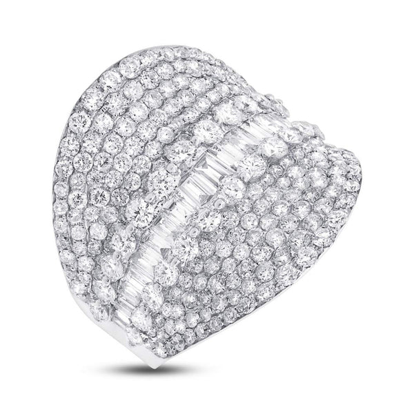 18 karat white gold wide curved all diamond ring