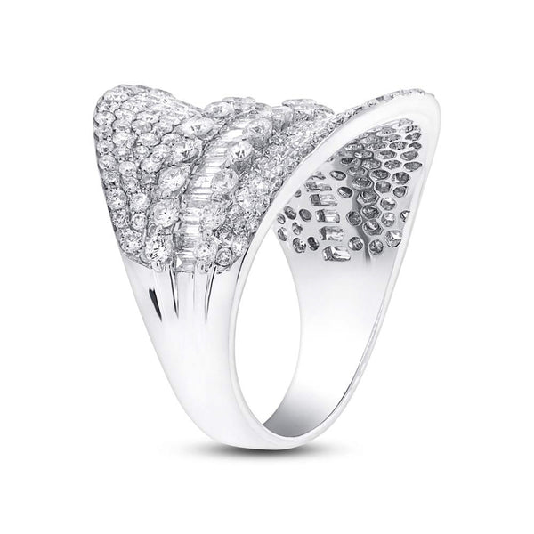 18 karat white gold wide curved all diamond ring