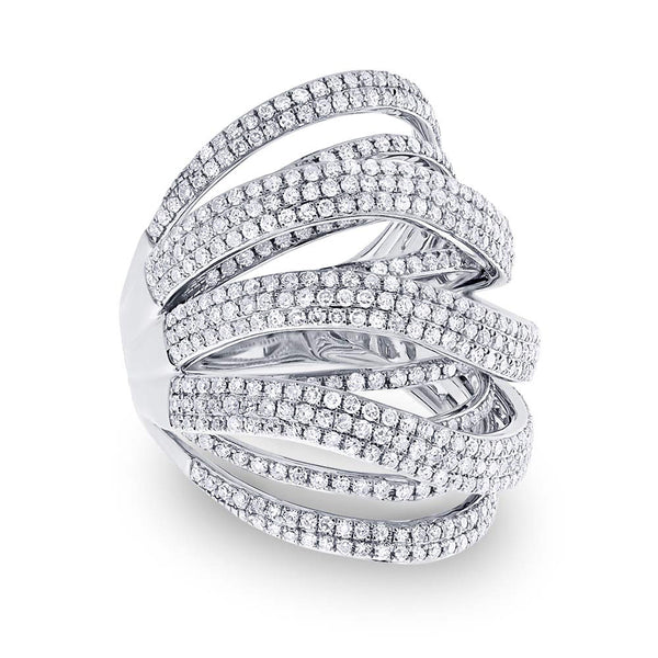 14 karat rose gold wide open multi band micro pave diamond ring