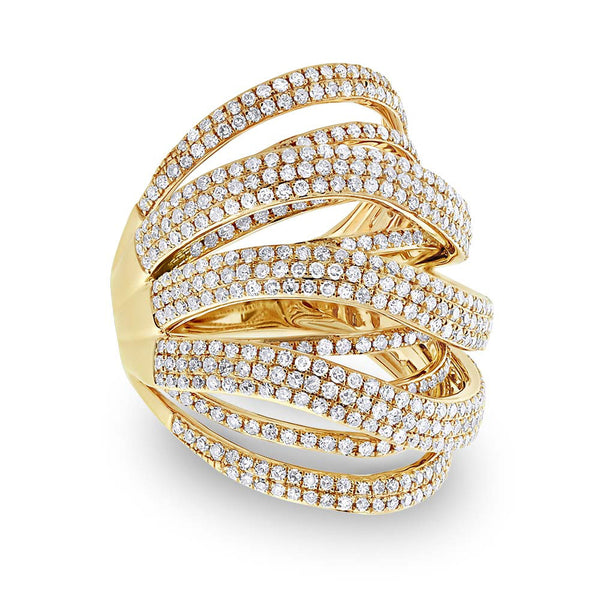 14 karat rose gold wide open multi band micro pave diamond ring