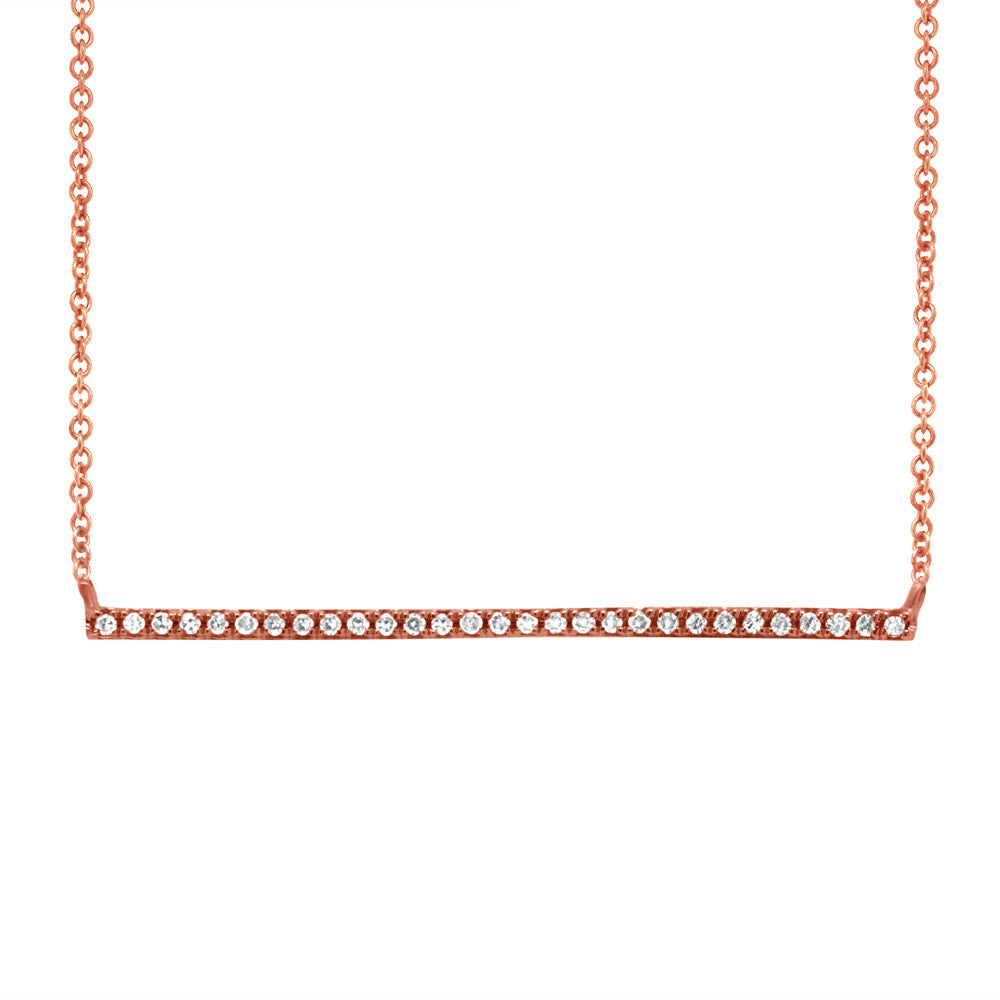 14 Karat rose gold bar necklace with diamonds
