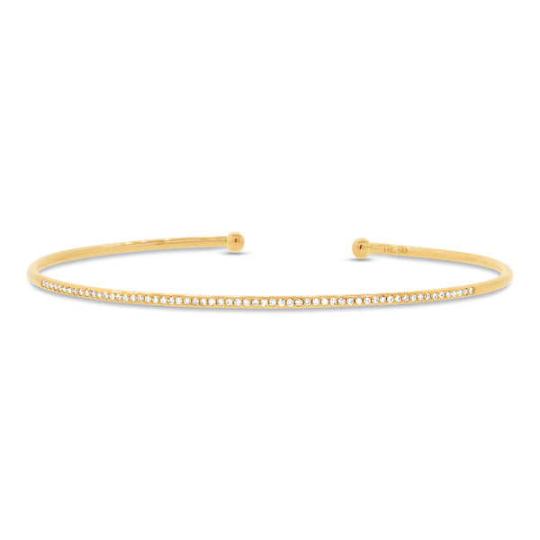 Bangle cuff bracelet with pavet diamonds and rose gold. Available in white & yellow gold
