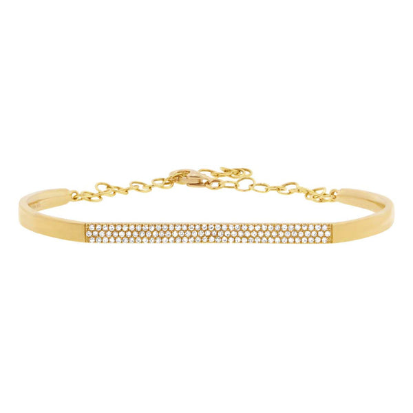 Bangle bracelet with pavet diamonds in white gold. Available in rose & yellow gold