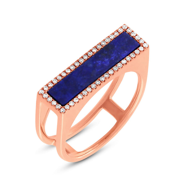 14k Yellow Gold Ring with custom cut Lapis diamonds