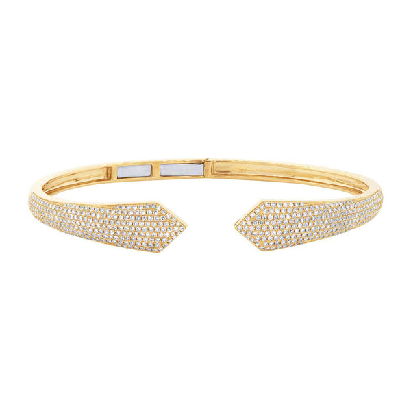 Bangle bracelet  cuff like claw with pavet diamonds in white gold. Also available yellow & rose gold.