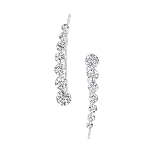 14 Karat gold graduating circles ear crawler earrings with diamonds