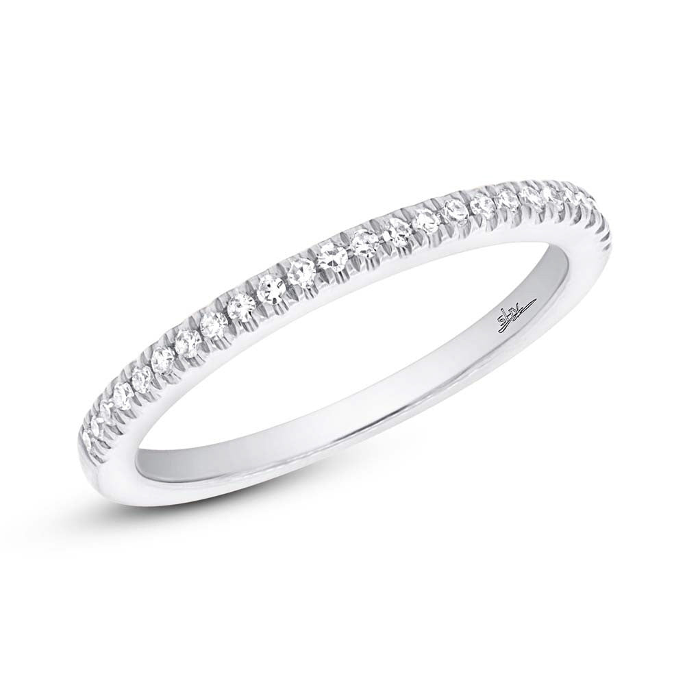 14 Karat white gold wedding band with pavet diamonds