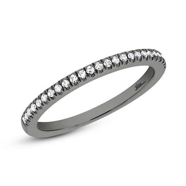 14 Karat white gold wedding band with pavet diamonds