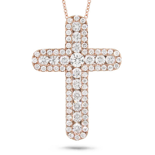 14 Karat white cross  necklace with diamonds