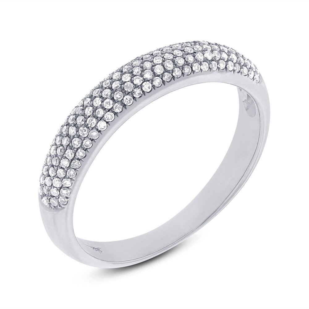 14 Karat white gold 5 row micro pavet ring with .35 carats round diamonds