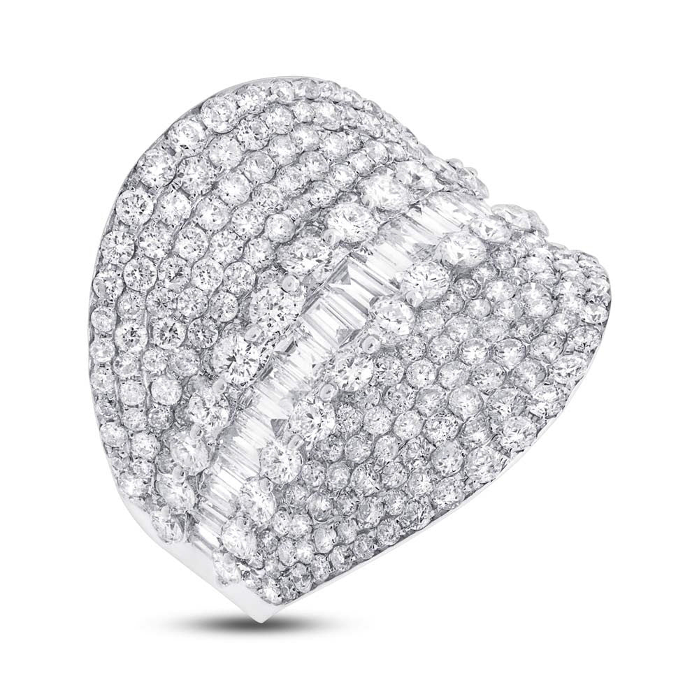 18 karat white gold wide curved all diamond ring