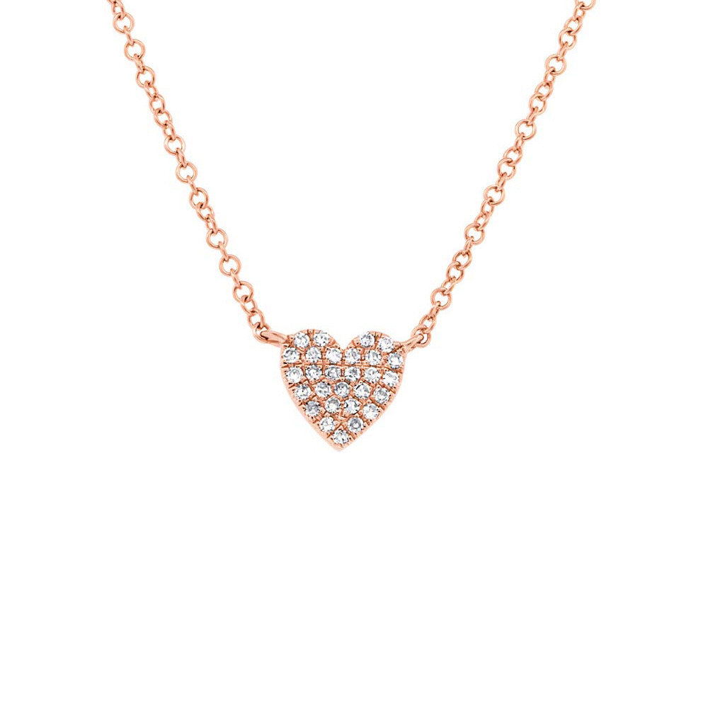 14 Karat rose gold heart necklace with diamonds