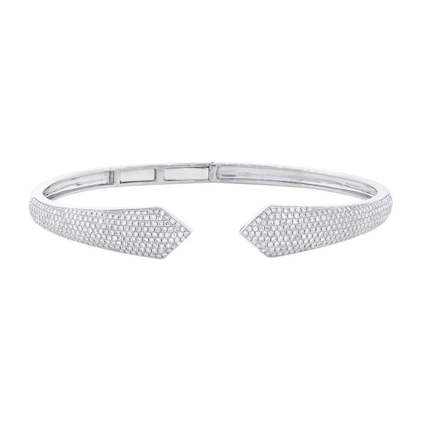 Bangle bracelet  cuff like claw with pavet diamonds in white gold. Also available yellow & rose gold.